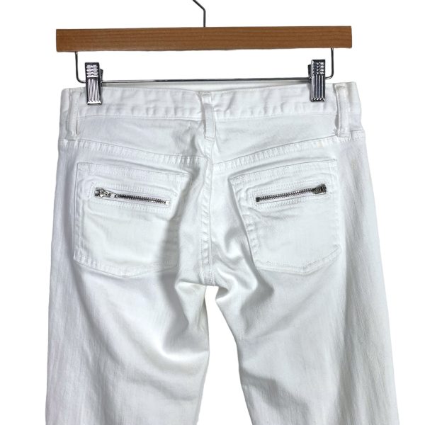 London Jean White Distressed Zipper Cuff Jeans- Size 0 (see notes, Inseam 27”) For Cheap