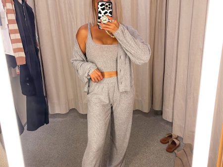 Open Edit Grey 3 Piece Cozy Knit Lounge Set- Size XS (sold as set,  sold out online) Hot on Sale