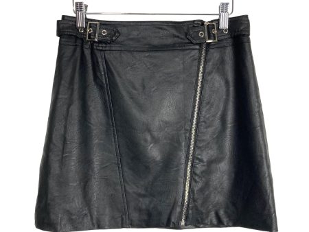 Amaryllis Black Faux Leather with Buckles and Zipper Detail Skirt- Size S on Sale