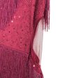 Babeyond Dark Red Beaded with Sequins Embroidery Multi-Layered Tassel Dress- Size S Discount