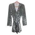 Buddy Love Silver Sequins Wrap Belted Dress NWT- Size S For Discount