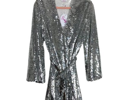 Buddy Love Silver Sequins Wrap Belted Dress NWT- Size S For Discount