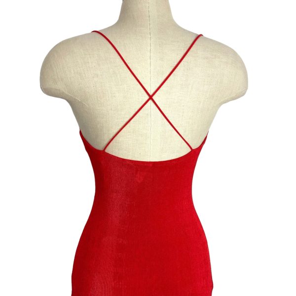 Petal + Pup Red with Back Criss Cross Straps and Side Slit Midi Dress- Size 4 (sold out online) Cheap