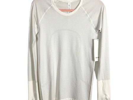 Lululemon White Gray Striped Swiftly Tech Long Sleeve 2.0 Tee NWT- Size 6 on Sale