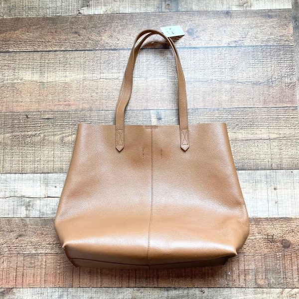 LOFT Cognac Leather Magnetic Closure Tote Bag NWT (sold out online) on Sale