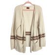 POL Cream Beige Striped Chenille Open Front Cardigan- Size L For Sale