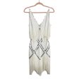 Babeyond White Silver Beaded Sequin V-Neck Fringe Mini Slip Dress NWT- Size S Hot on Sale