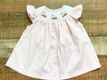 Ruth and Ralph Pink White Striped Poodle Smocked Top- Size 4T Online