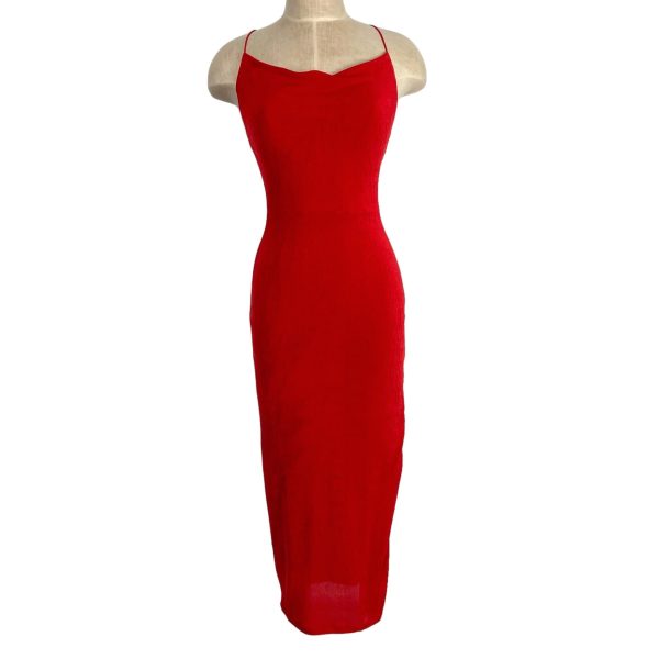 Petal + Pup Red with Back Criss Cross Straps and Side Slit Midi Dress- Size 4 (sold out online) Cheap