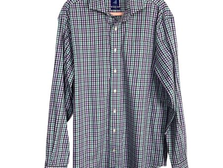 Johnnie-O Men’s Eggplant Sage Plaid Dress Shirt- Size L For Discount