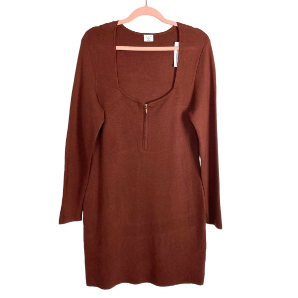 Abercrombie & Fitch Brick Half-Zip Sweater Mini Dress NWT-Size XL (sold out online) Sale