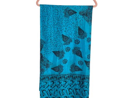 No Brand Blue and Black Printed Sheer Shawl Scarf For Cheap