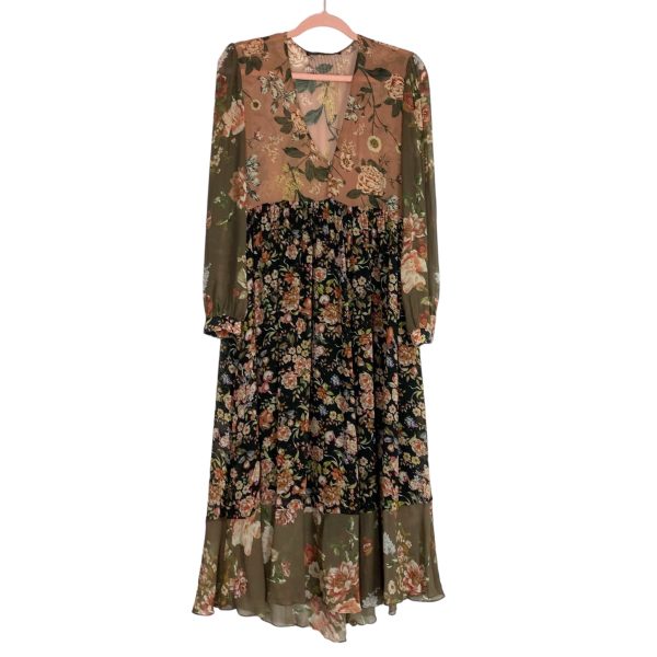 Zara Woman Blush and Black Floral Dress- Size XS For Discount