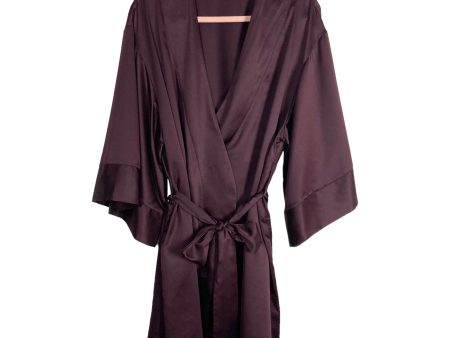 Third Love Wine Satin Tie Belt Robe- Size XL Sale