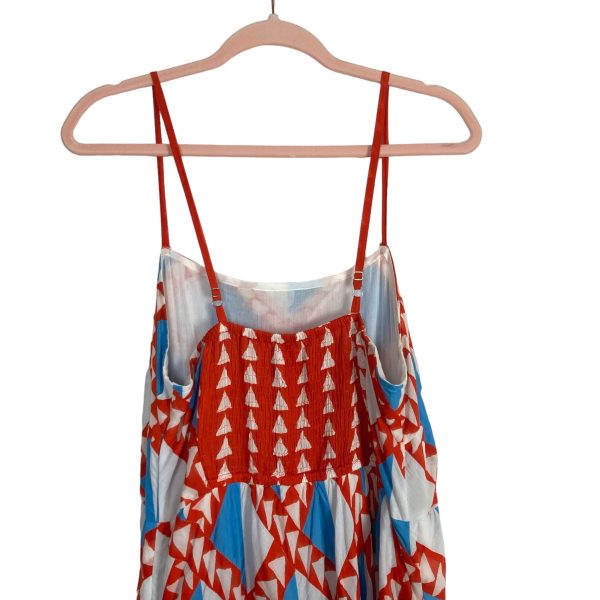 Banjanan Red White Blue Pattern Diamond Patchwork Maxi Dress- Size ~L (see notes, sold out online) Discount