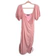 BTFBM Light Pink Ribbed Surplice with Side Ruching Dress- Size L Online Sale