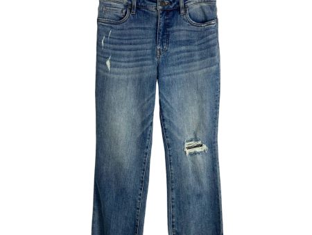 Kut from the Kloth Kelsey Fab Ab Ankle Flare Distressed Raw Hem Jeans- Size 6 (Inseam 26 ) on Sale