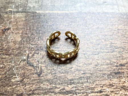 Gold Adjustable Ring- Size 6 7 Fashion