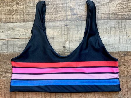 Goldsheep Black with Red Pink Blue Stripes Sports Bra- Size L (we have matching leggings and pullover) Online now