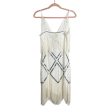 Babeyond White Silver Beaded Sequin V-Neck Fringe Mini Slip Dress NWT- Size S Hot on Sale