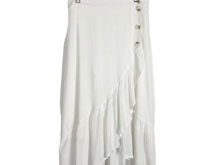 Allie Rose White Linen Blend Ruffle Button Wrap Skirt- Size S Fashion