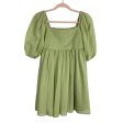 Abercrombie & Fitch Light Green Pleated Bodice Puff Sleeve Mini Dress- Size S (see notes, sold out online) Hot on Sale