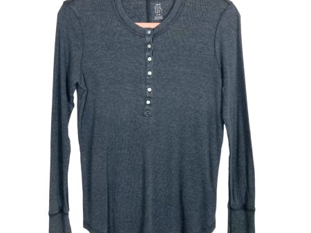 Aerie Charcoal Gray Ribbed with Front Buttons Real Soft Top- Size M Online now