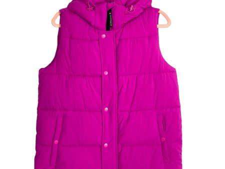 BCBGeneration Hot Pink Feather Free with Removable Hood Puffer Vest- Size M Sale