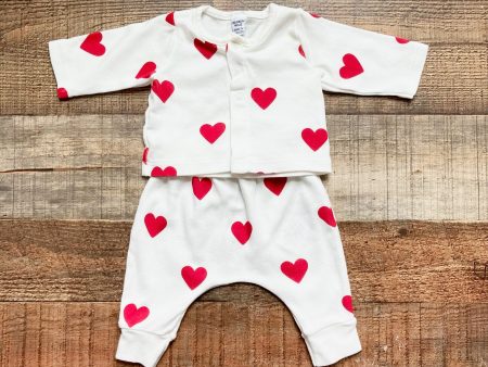 Petit Bateau White with Red Hearts Snap Top and Pants Set- Size NB (see notes, sold as a set, sold out online) For Discount