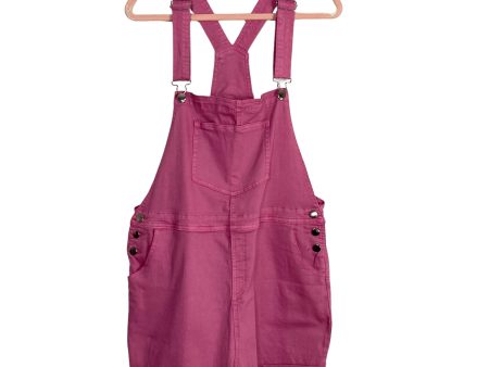 No Brand Berry Denim Short Overalls- Size XL Online Hot Sale