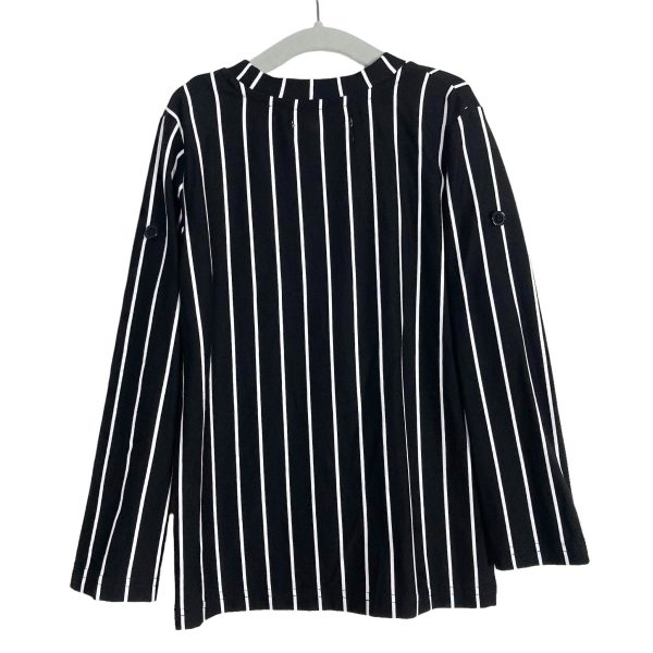 Only Little Once Black White Striped with Button Detail and Roll Tab Sleeves Top-Size 4 Online Hot Sale