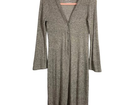 Elegantees Gray Ribbed Button Front Long Cardigan- Size XS (we have matching lounge pants) Discount