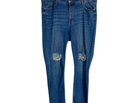 Old Navy Medium Wash Distressed High Rise Rockstar Super Skinny Jeans- Size 14 (Inseam 29”) Discount