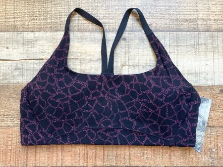 Stori Black with Purple Logo Pattern Icon Low Support Padded Sports Bra NWT- Size 10 For Cheap