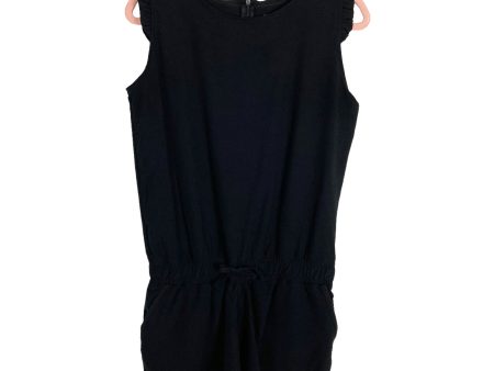 Albion Black Ruffle Sleeve Elastic Waist with Drawstring Romper- Size XS For Cheap