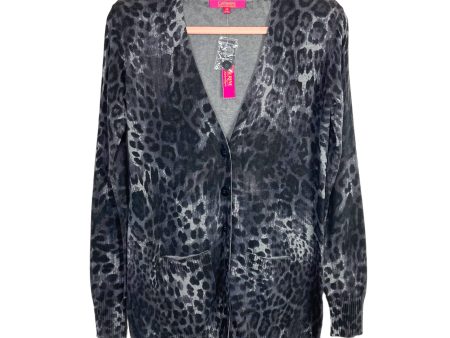 Catherine Catherine Malandrino Black Gray Animal Print Knit Button Cardigan NWT-Size XS For Cheap