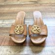 Tory Burch Camel Leather Wedge Slip On Sandals- Size 10 (see notes) Online now