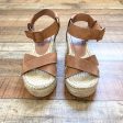 Sole Society Cognac Leather Criss Cross Strap Espadrilles- Size 10 (see notes) Online