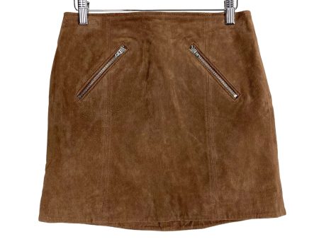 BLANKNYC Brown Suede Leather Zipper Pockets Skirt- Size 26 on Sale