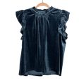 Allison Joy Navy Ruffle Velour Top NWT- Size L Online Hot Sale