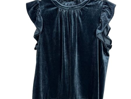 Allison Joy Navy Ruffle Velour Top NWT- Size L Online Hot Sale