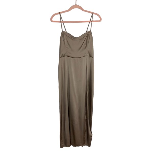 Abercrombie & Fitch Satin Tan Front Slit Dress NWT- Size S Online Hot Sale