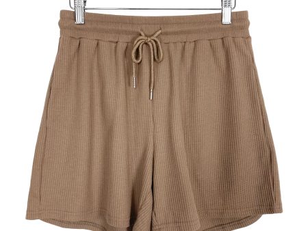 No Brand Mocha Waffle Knit Drawstring Lounge Shorts- Size M For Cheap