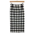 Veronica Beard Black White Buffalo Plaid Twill with Back Ribbon and Snaps Skirt- Size 0 Hot on Sale