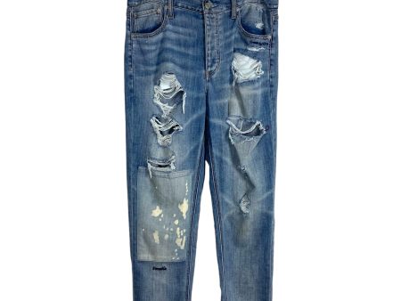 American Eagle Vintage High Rise Distressed Patch Embroidered Jeans- Size 12 (see notes, Inseam 26 ) Online Hot Sale