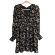 By the River Black Floral with Gold Metallic Leaves and Surplice Top Dress- Size M For Sale