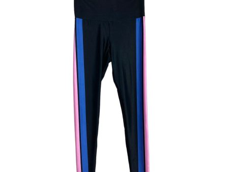 Goldsheep Black with Red Pink Blue Stripes Leggings- Size L (Inseam 29.5”, we have matching pullover and bra) Cheap