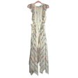 BCBGMaxazria Cream Floral Button Front Silk Side Cutouts Ruffle Asymmetrical Hem Dress- Size 4 Fashion