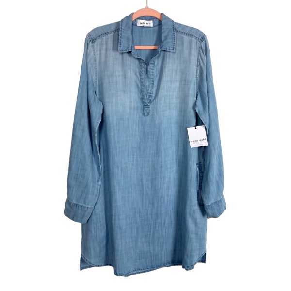 Bella Dahl Chambray Roll Tab Dress NWT- Size L (sold out online) Hot on Sale