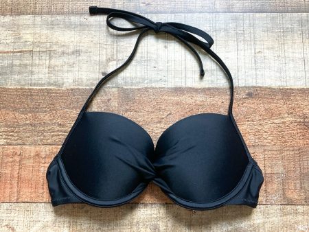 Aerie Black Halter Tie Padded Push Up Underwire Bikini Top NWT- Size 32C For Sale